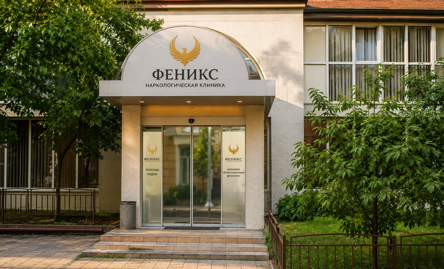 Вход в наркологическую клинику «Феникс» в Алдане
